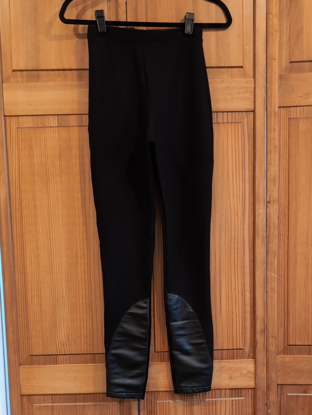 Black Leggings with Faux Leather Patches